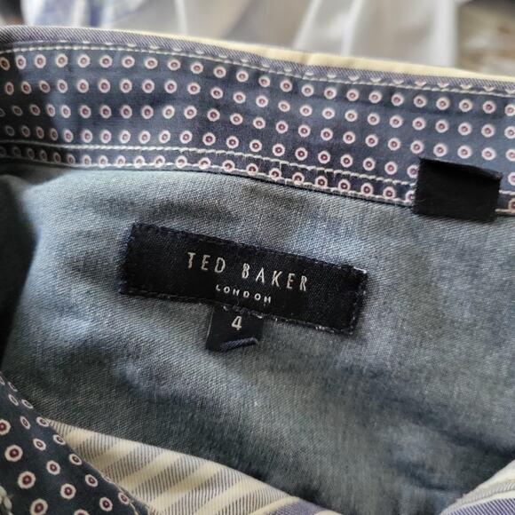 Ted Baker London Blue and White Striped Long-sleeved Shirt - Picture 3 of 7